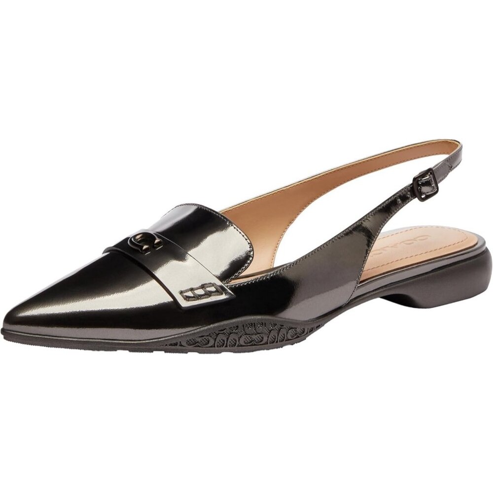 Coach Rowyn Slingback Pumps Shoes Women's Size 6 Anthracite Metallic Leather